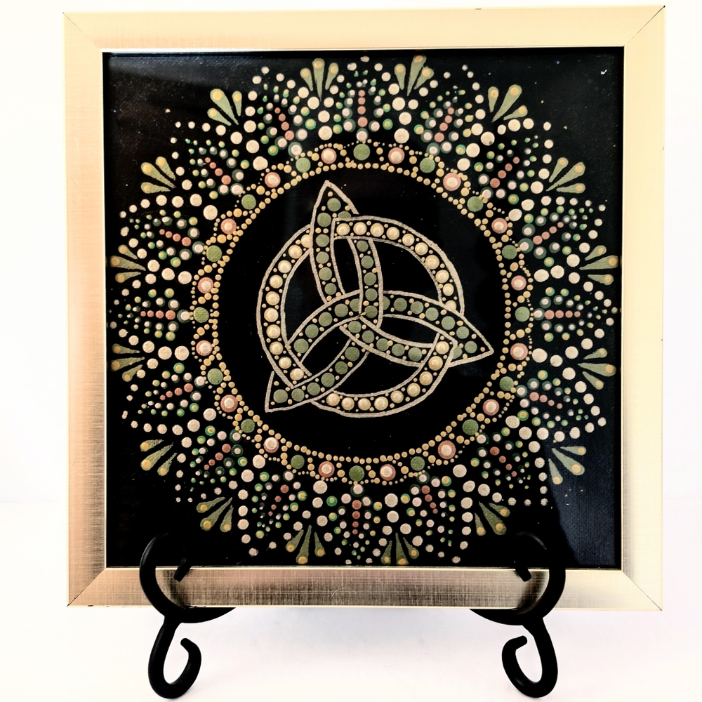 OOAK Artisan Celtic Knot Mandala Contemporary Symbolic Art 8" × 8"